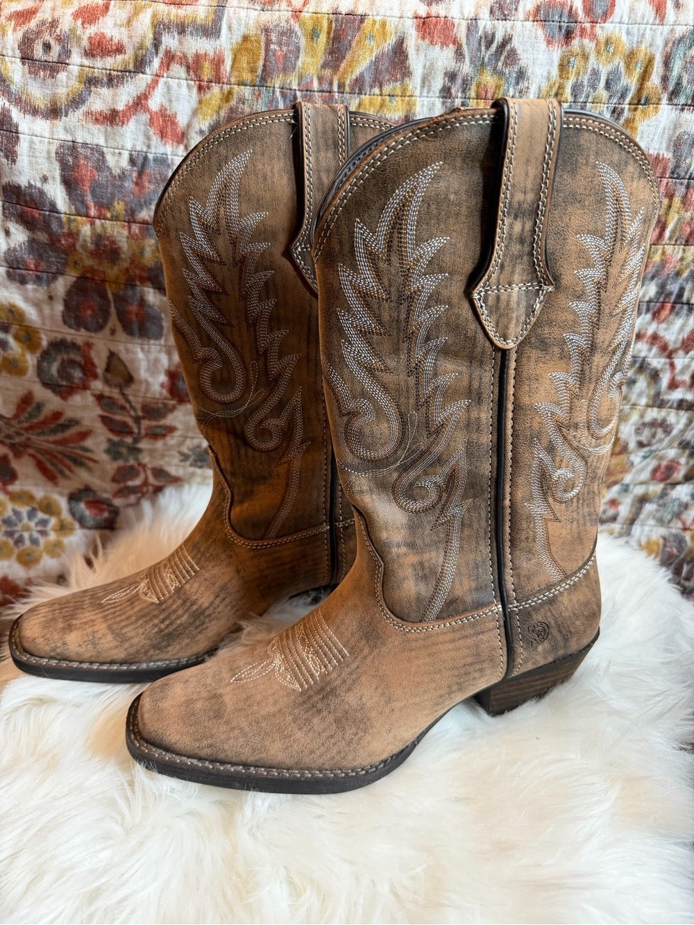 Durango Brown Embroidered Western Cowboy Boots